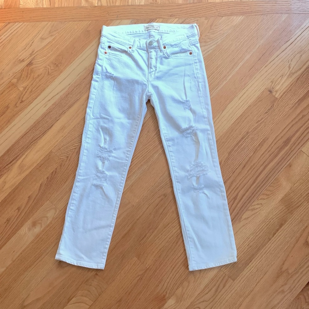 Gap White Slim Distressed Crop Jeans Size 00 24